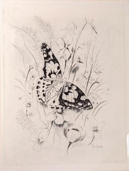 null LEUQUET Paul (né en 1932) (dessinateur et graveur), d'après
Le Papillon 
Eau-forte
Signée...