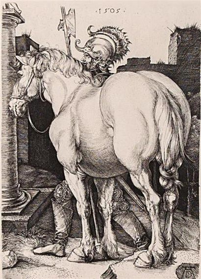 null DURER Albrecht (1471-1528), d'après - DURANT Amand (imprimeur)
Le grand cheval
Gravure...