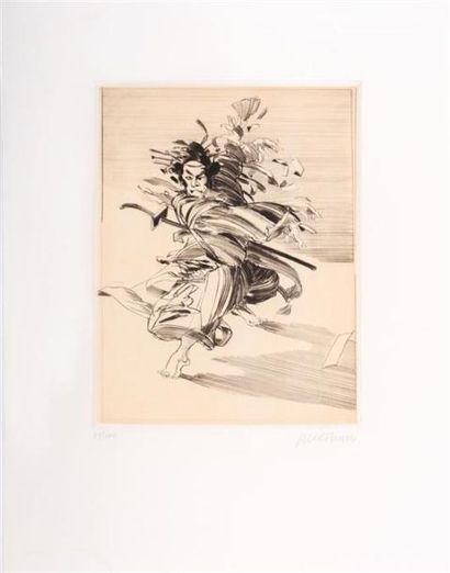 null WEISBUCH Claude (1927-2014), d'après
Tachimawari, le danseur de Kabuki
Eau-forte
Signée...