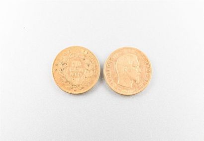null Lot de deux pièces de 10 Frcs or Napoléon III, années 1859-1860
Poids : 6.39...