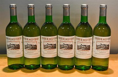 null 6 Blles	CH. DE LUCQUES 	Bordeaux Blanc	1987
	Et. excellentes. N : 4 bas goulot...