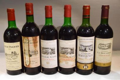 null Lot de 6 blles comprenant :		
1 Blle	CH. PASQUIER	1ères Côtes de Bx	1980
1 Blle	CH....