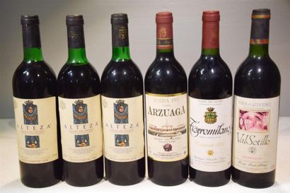 null Lot de 6 blles de vin d' Espagne comprenant :		
3 Blles	Ribera Del Duero ALTEZA...
