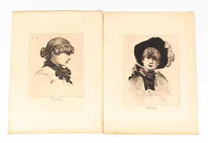 null BOUTET
Six gravures intitulées "Jenny", "Parisienne", Oeuf de Pâques, Darling,...