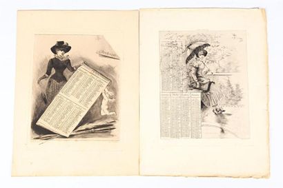 null BOUTET
Six gravures intitulées "Jenny", "Parisienne", Oeuf de Pâques, Darling,...