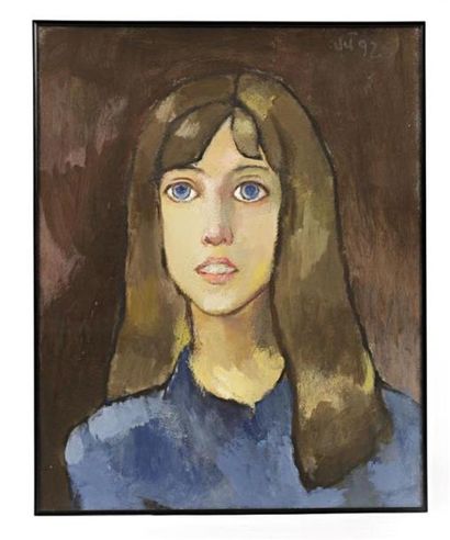 null TRAN TRONG VU (né en 1964) 
Portrait de jeune fille aux yeux bleus
Huile sur...