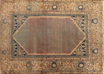 null MELEYER Iran vers 1930
Tapis en laine à décor d'un motif répétitif bleu en son...