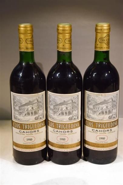 null 3 Blles	CLOS TRIGUEDINA 	Cahors	1980

	Et. à peine tachées. N : bas goulot /...