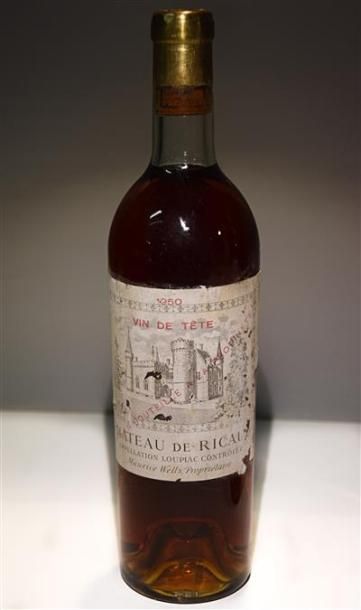 null 1 Blle	CH. DE RICAUD	Loupiac	1950

	Vin de Tête. Et. fanée et un peu usée, parfaitement...