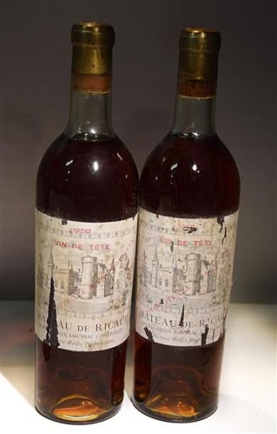 null 2 Blles	CH. DE RICAUD	Loupiac	1950

	Vin de Tête. Et. fanées et déchirées, millésime...