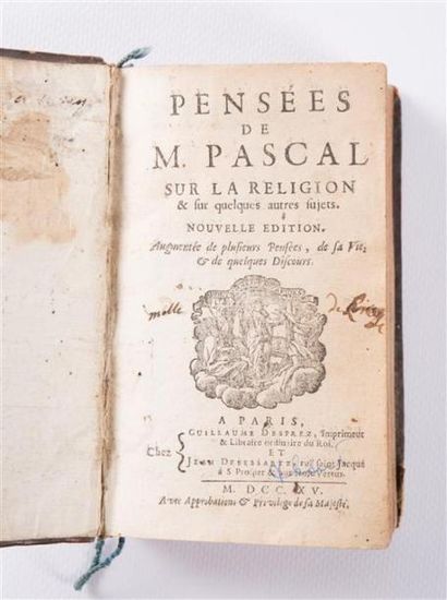 null PASCAL Blaise - Pensées de M. Pascal sur la religion et sur quelques autres...