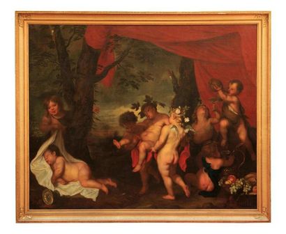  VAN OSST Jacob (1601-1671) dit Le Vieux Bacchus Huile sur toile 220 x 170 cm (petites...