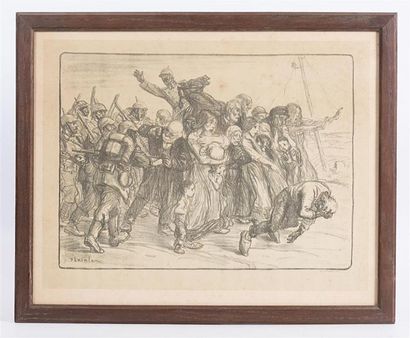 null STEINLEN Théophile Alexandre (1859-1923)
L'exode de la guerre
Lithographie en...