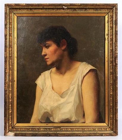 null École française du XIXème siècle
Portrait de femme 
Huile sur toile
65 x 54,5...