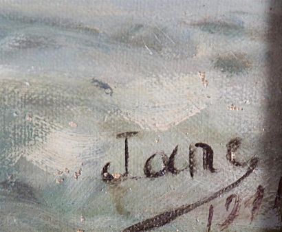null JANE (fin du XIXème - Début du XXème siècle)
Paysage de falaise en bord de mer
Huile...