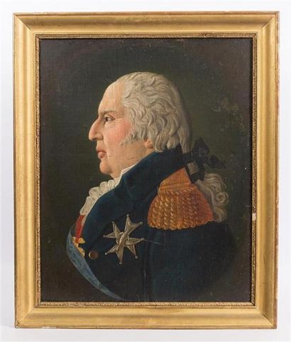 null Ecole française du XIXème siècle
Profil de Louis XVIII
Huile sur toile
59,5...