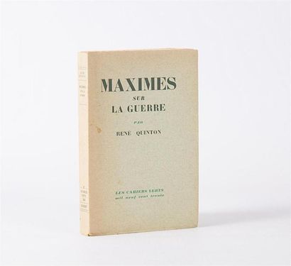 null QUINTON René - Maximes sur la guerre - Paris Grasset 1930 - Collection " Les...