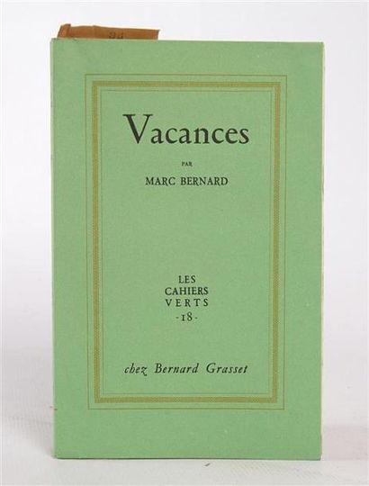 null BERNARD Marc - Vacances - Paris Grasset 1953 - Collection " Les Cahiers Verts...