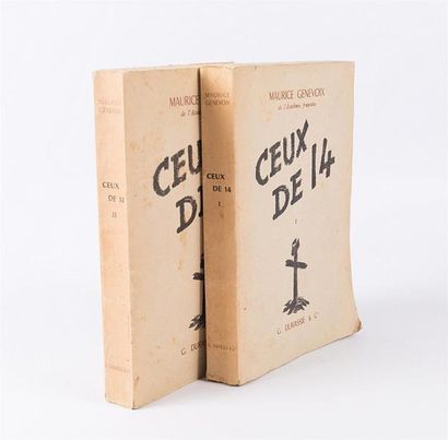 null GENEVOIX Maurice - Ceux de 14 - Paris G. Durassié & Cie SD - deux volumes in-8°...