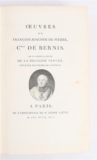 null DE BERNIS François Joachim de Pierre, Cardinal de - Oeuvres; On y joint le poëme...