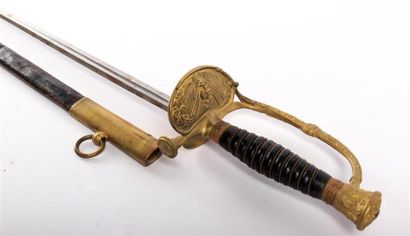 null Epée d'officier de marine type 1817, branche cisélée à l'encre cablée sur étandard,...