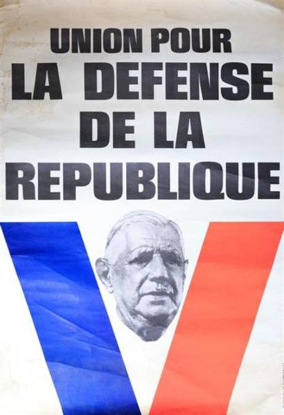 null Affiche en papier "Charles Gaulle" Union pour la Défense de la République.
Imp....