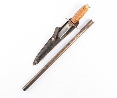 null Couteau de scout, lame biface de 16 cm marquée Inox au Ricasso - fusée bois...