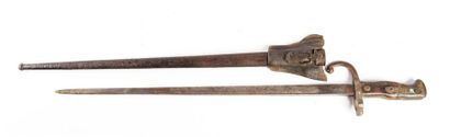 null Sabre-baïonnette GRAS modèle 1874, lame droite à dos plat de 51,5 cm marquée...