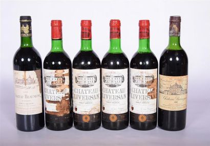 null Lot de 6 blles comprenant :		
1 Blle	CH. BEAUMONT	Haut Médoc CB	1988
1 Blle	CH....