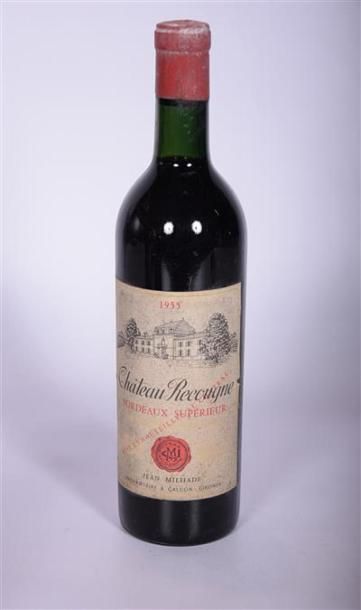 null 1 Blle	CH. RECOUGNE	Bordeaux Sup.	1955
	Et. fanée et un peu tachée. N : bas...