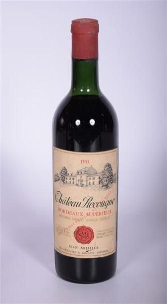null 1 Blle	CH. RECOUGNE	Bordeaux Sup.	1955
	Et. fanée et un peu tachée. N : haut...