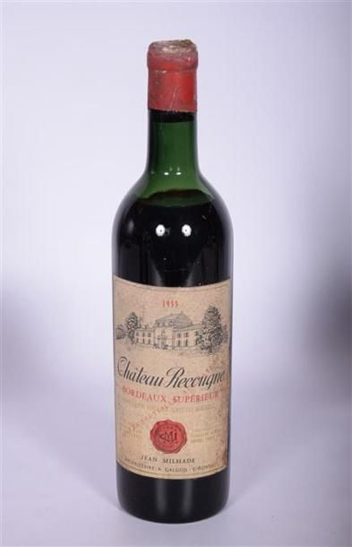 null 1 Blle	CH. RECOUGNE	Bordeaux Sup.	1955
	Et. fanée et un peu tachée. N : ht/mi...