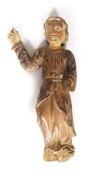 null Saint Jean l'évangéliste en bois sculpté en ronde-bosse, traces de polychromie....