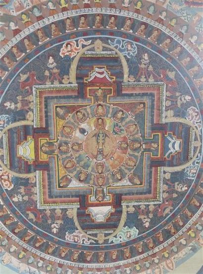 null INDE

Tangka ou peinture sur toile figurant une rotonde de divinités et bouddhas...