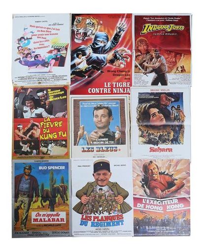 null Lot de neuf affiches comprenant
-Affiche du film " Indiana Jones et le temple...