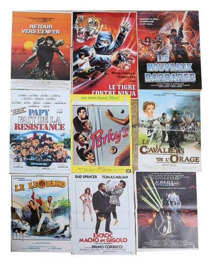 null Lot de neuf affiches comprenant
-Affiche du film " Tigre contre Niga " 
-Affiche...