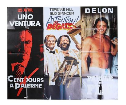 null Lot comprenant trois affiches
-Affiche du film " Cent jours à Palerme " (mouillures)
-Affiche...