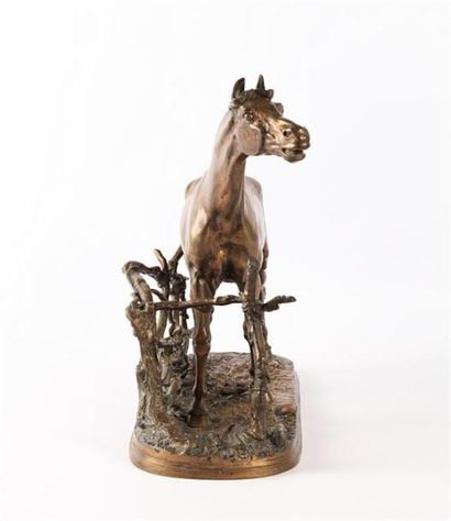 null MENE Pierre-Jules (1810-1879), d'après
Ibrahim, cheval à la barrière
Bronze...