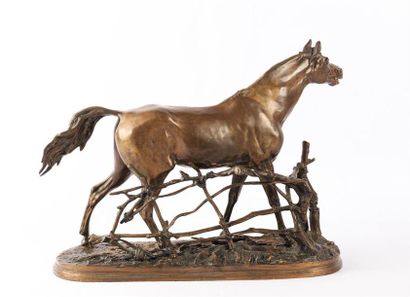null MENE Pierre-Jules (1810-1879), d'après
Ibrahim, cheval à la barrière
Bronze...