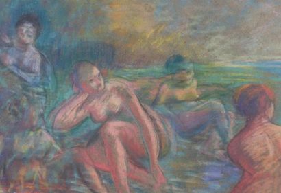 null THOMAS Jean-François (1894-1939)
Femmes au bain au couché de soleil
Pastel sur...