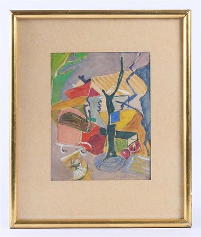 null VALEANU Rodica (1923-1965) dit Guy VALLOT
Paysage cubiste
Gouache sur papier
Signée...