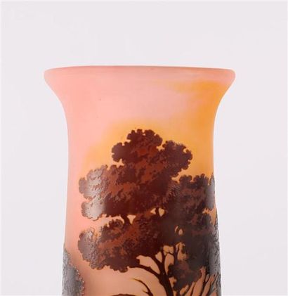 null Etablissements GALLE (1904-1936)
Vase à long col, la base aplatie en verre multicouche...