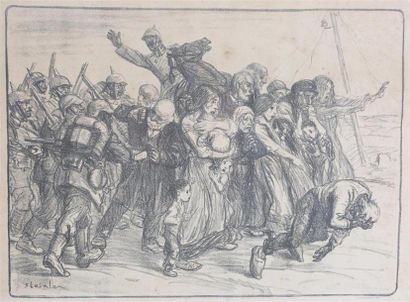 null STEINLEN Théophile Alexandre (1859-1923)
L'exode de la guerre
Lithographie en...