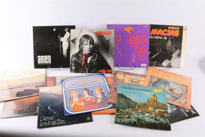 null Lot de seize vinyles 33 tours 1/3 comprenant : 
- Renaud - Marche à l'ombre
-...