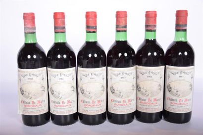 null 6 Blles	CH. DE MARZE	Bordeaux	1981
	Et. fanées et un peu tachées. N : 1 bas...