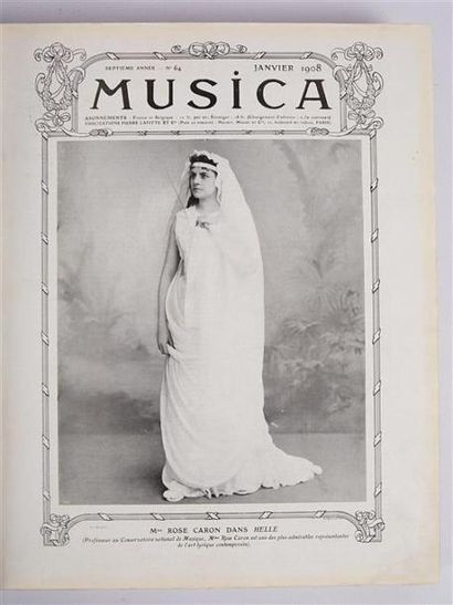 null [MUSICA]
Revues Musica de Janvier à Décembre 1908 - un volume in-folio - reliure...