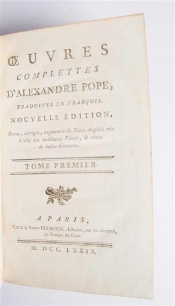 null POPE Alexandre - oeuvres complètes - Paris Chez la Veuve Duchesne 1779 - huit...
