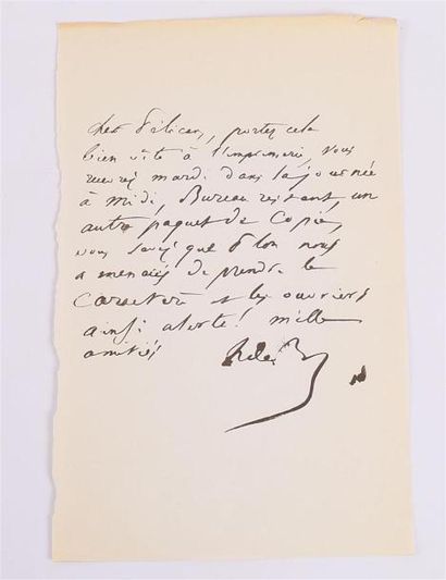 null BALZAC Honoré de - Lettre autographe signé "Cher Félicien, portez cela bien...