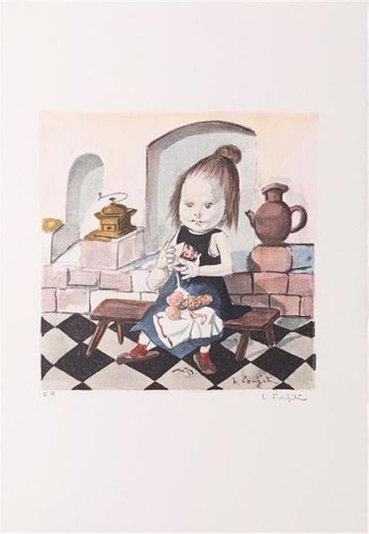 null FOUJITA Léonard dit Tsuguharu (1886-1968)
Petite fille aux patisseries (1963)
Lithographie...