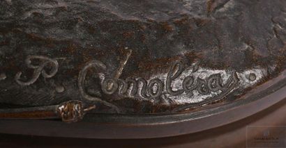null COMOLERA Paul (1818-1897)
Taureau chargeant
Bronze à patine brune
Signé sur...